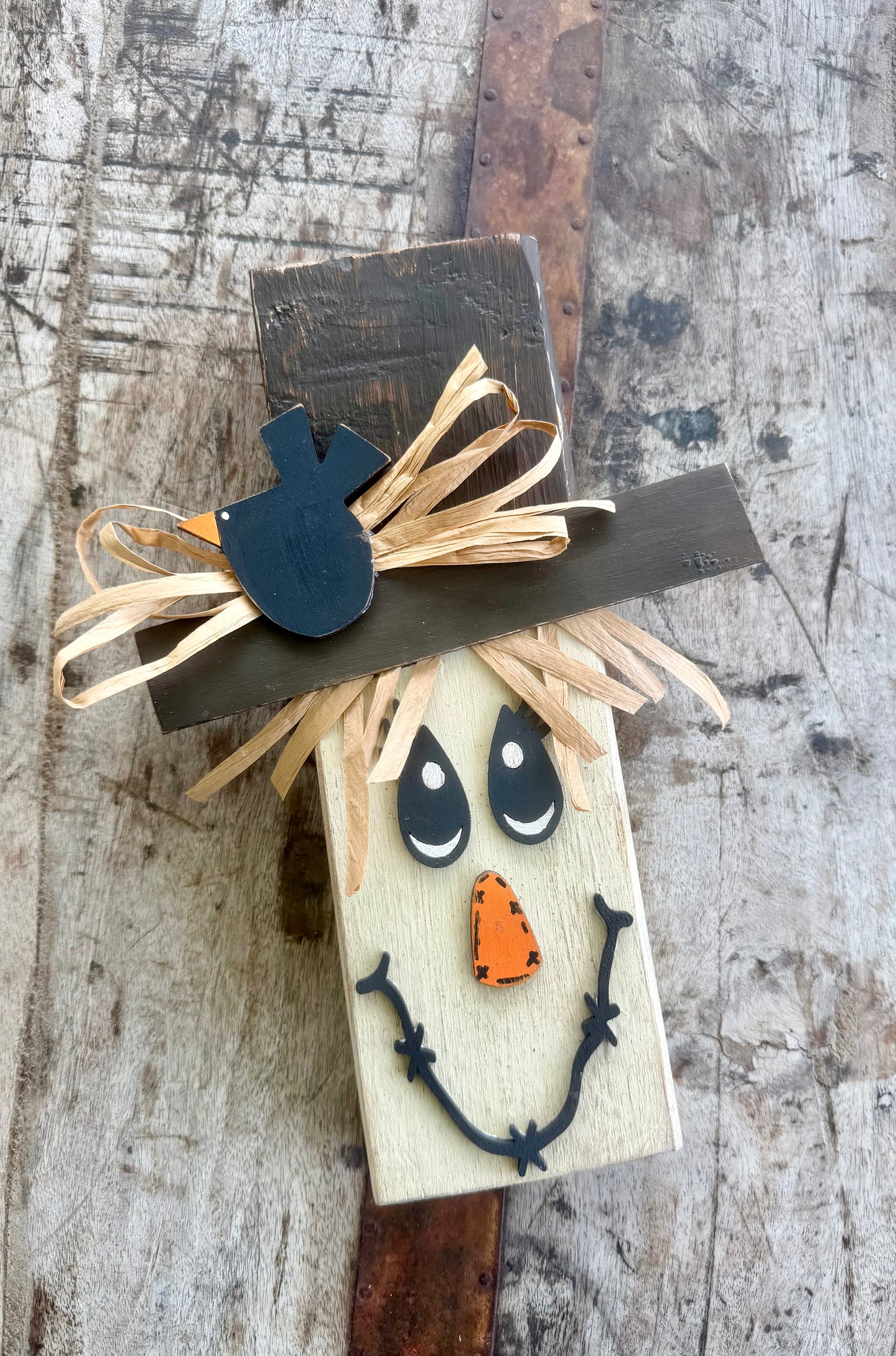 Scarecrow face with crow-unfinished