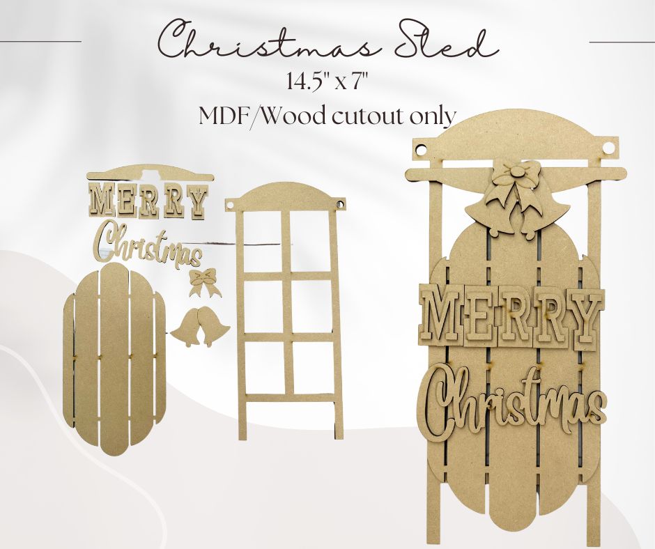 Christmas Sled - Unfinished Cutout Kit
