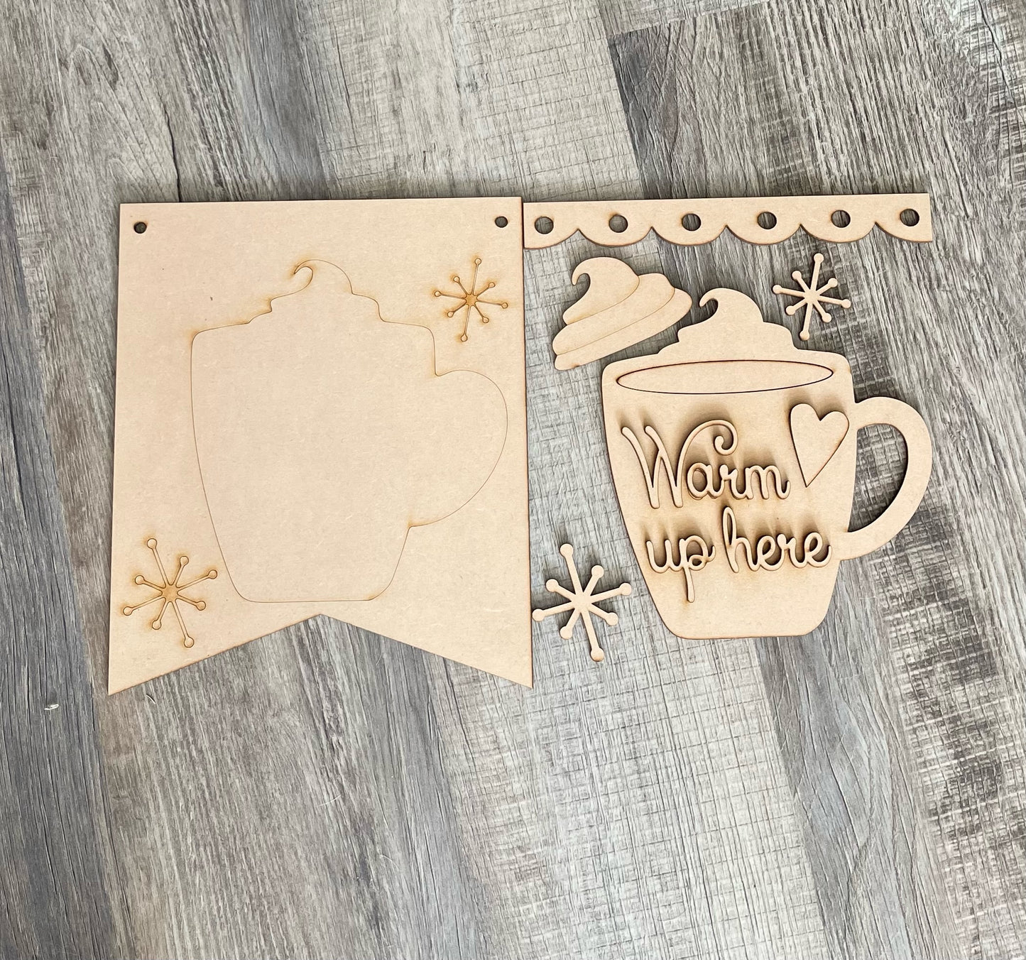 Warm Up Here Sign - Unfinished Cutout