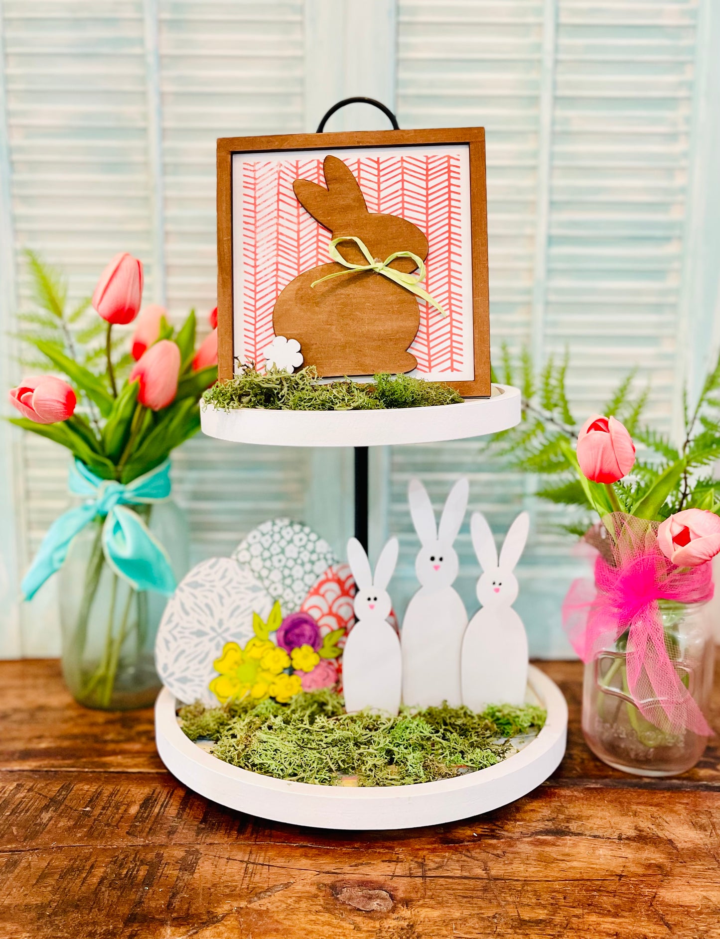 Tiered Tray Bunny Trio - Unfinished Cutout