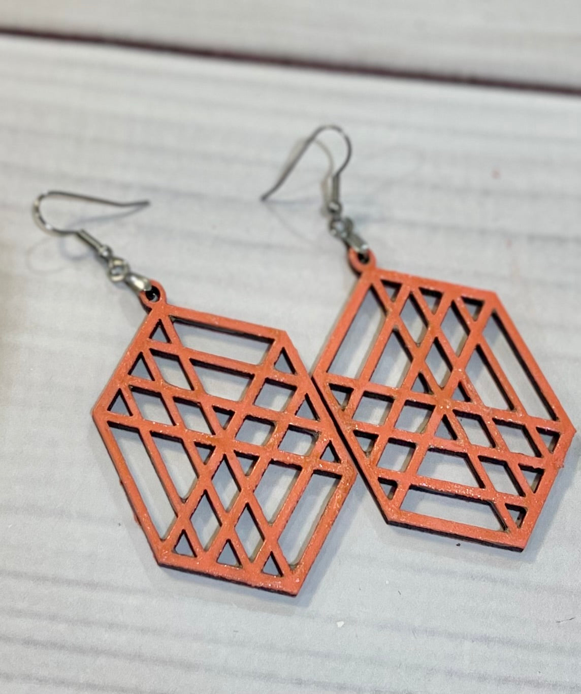 Hexagon Earrings-unfinished