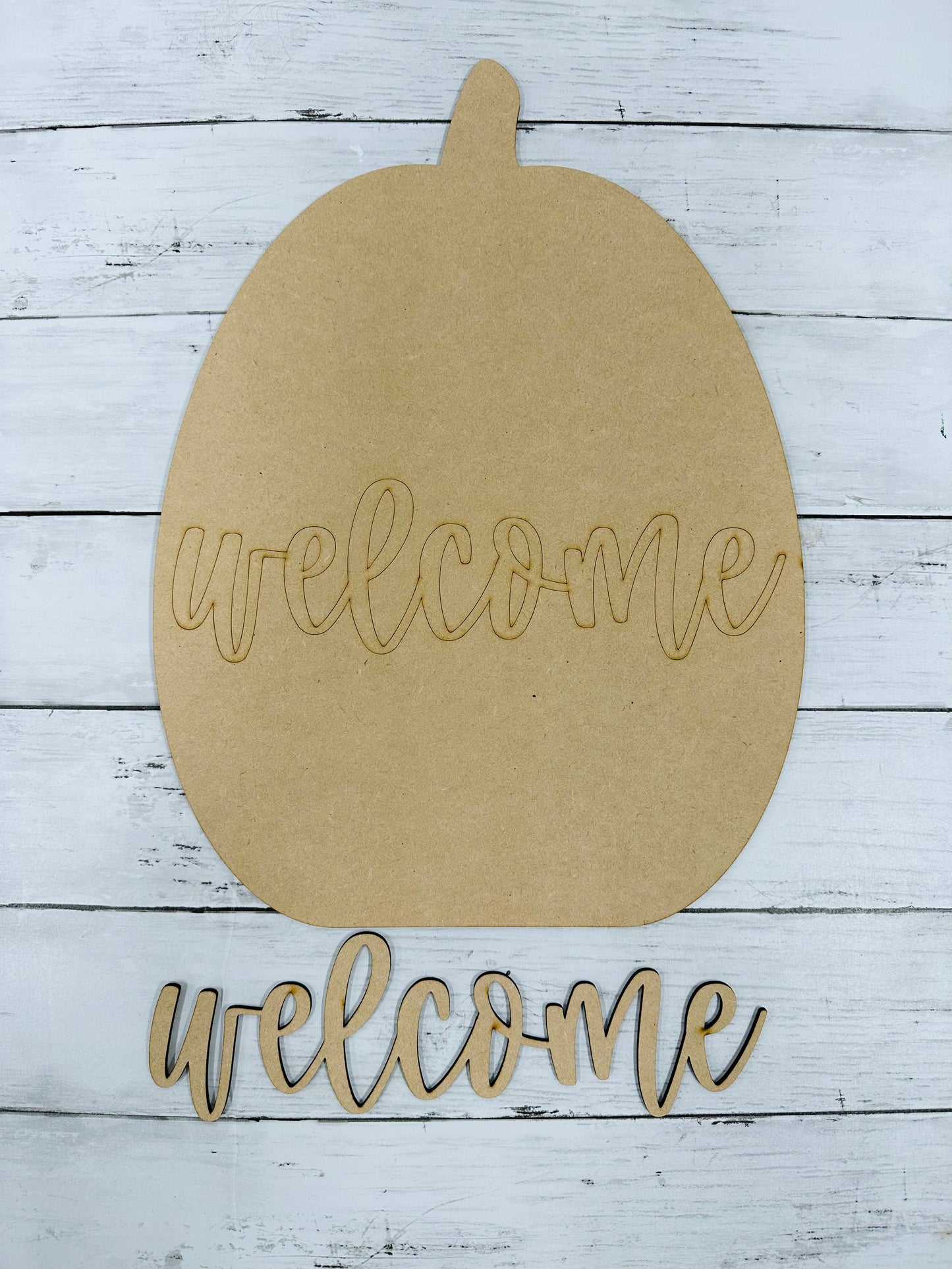 15" Pumpkin with Welcome - Unfinished Cutout