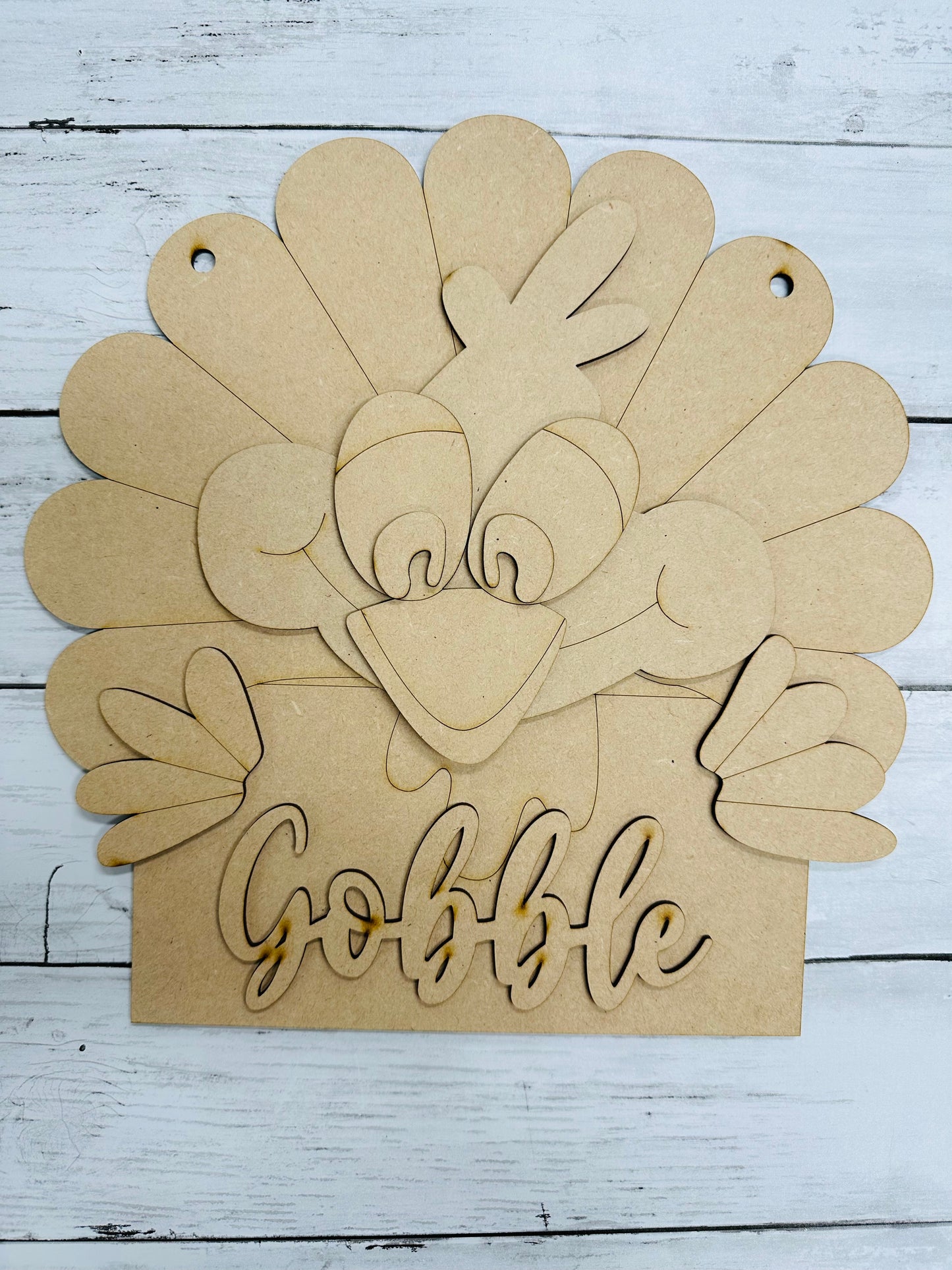 Gobble Turkey 11 1/2" - Unfinished Cutout