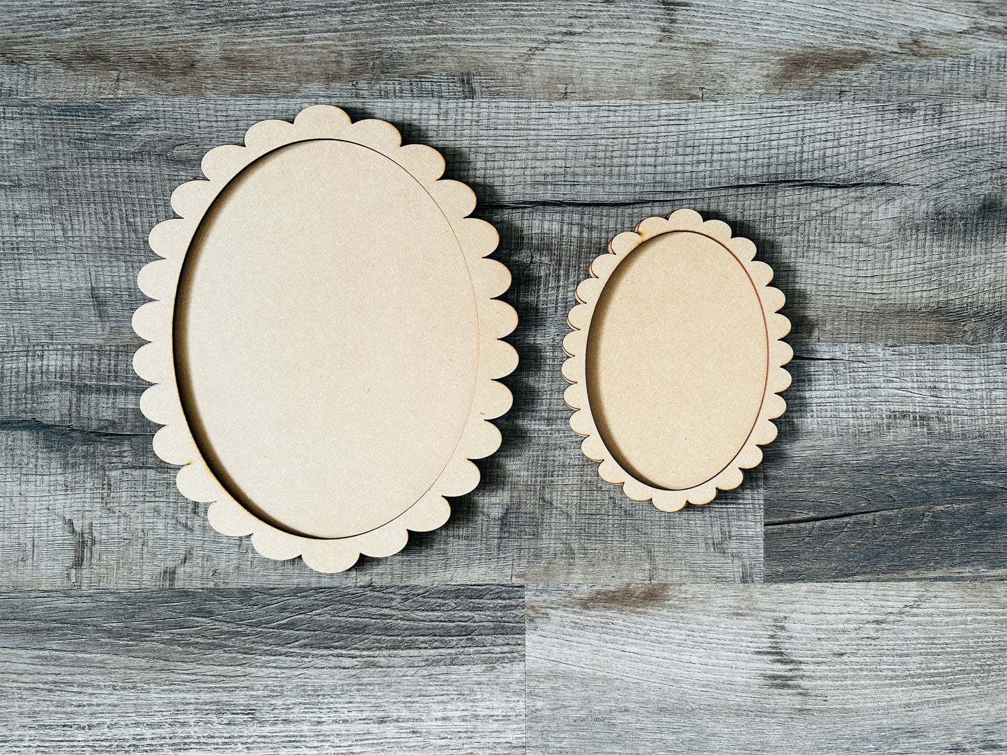 Oval Scallop Frame Choose Size - Unfinished Cutouts