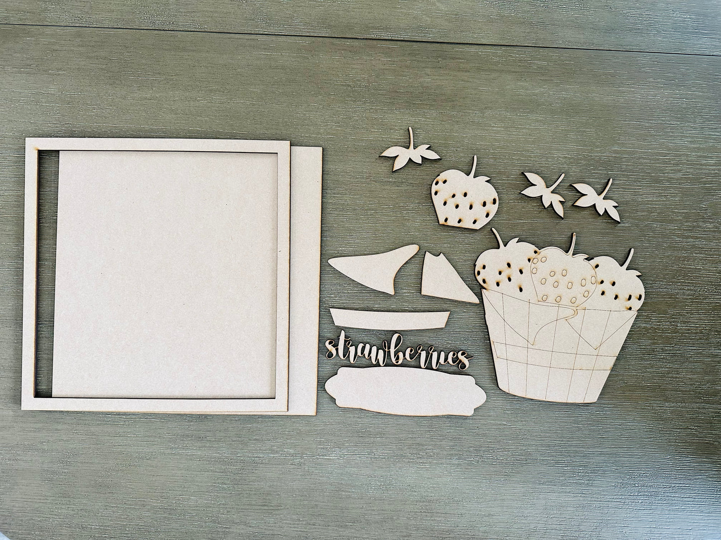 Strawberry Basket Sign - Unfinished Cutouts