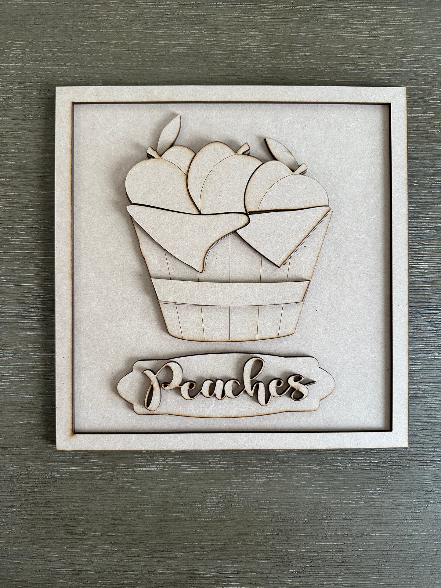 Peach Basket Sign - Unfinished. Cutout