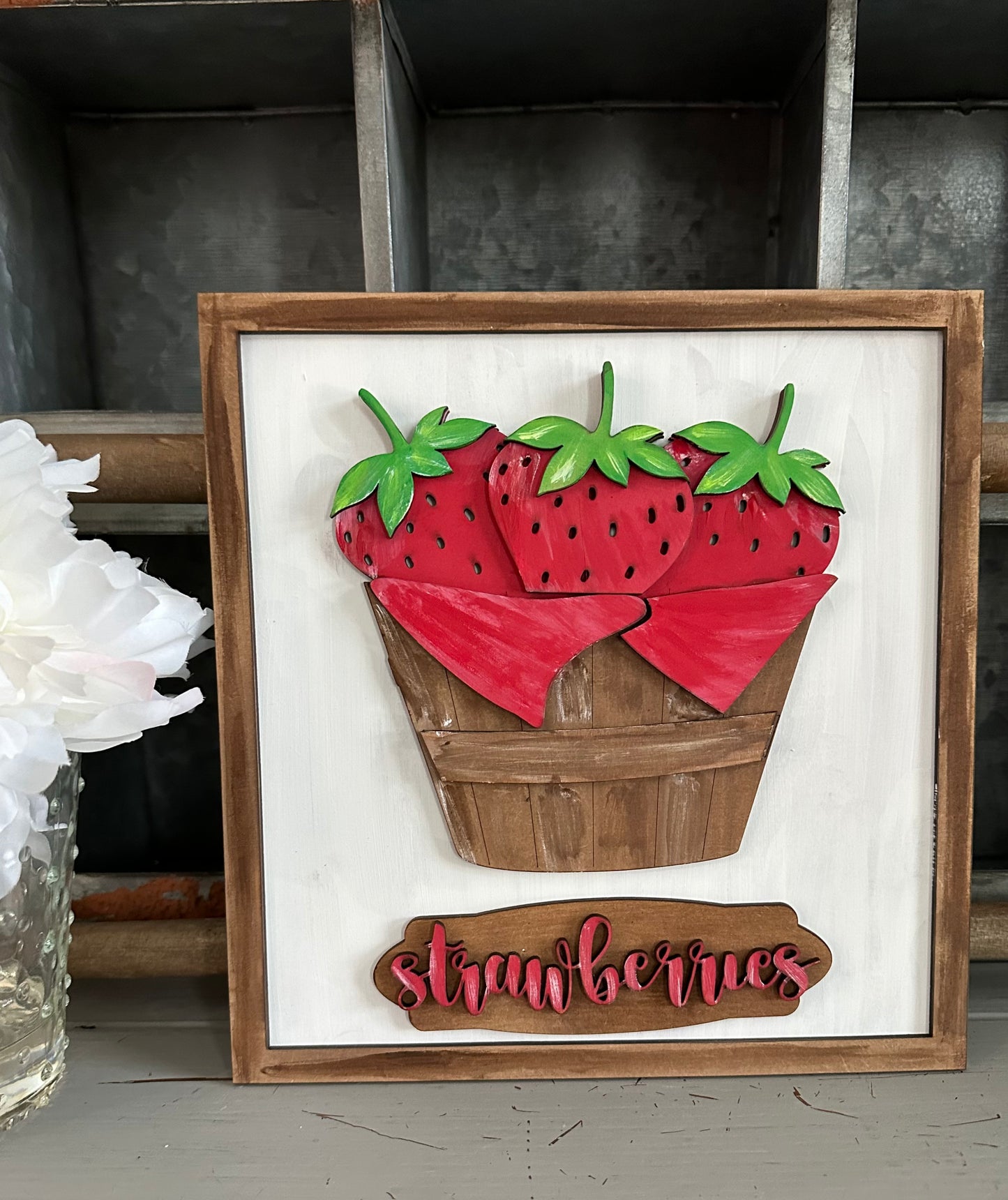 Strawberry Basket Sign - Unfinished Cutouts
