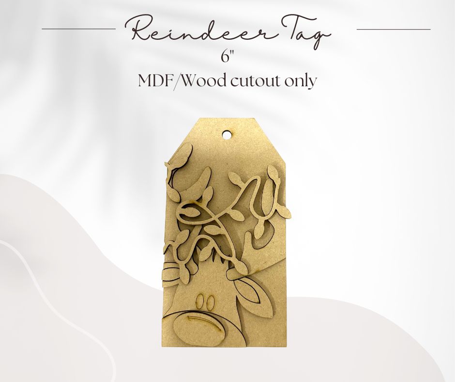Reindeer Tag 6" - Unfinished Cutout