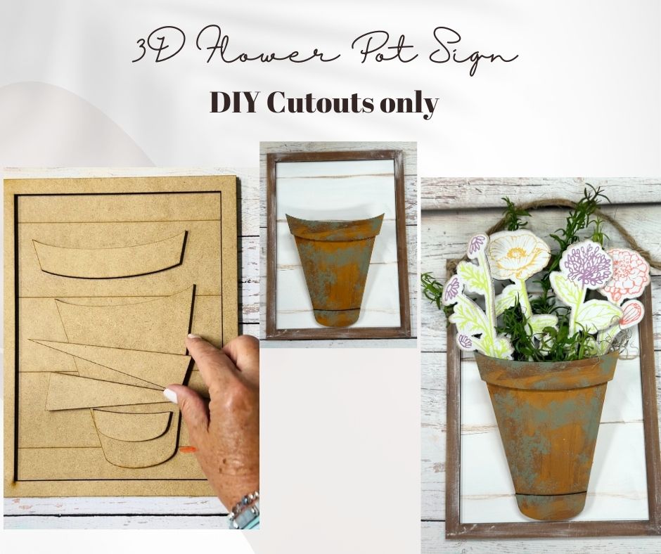 3D Flower Pot Sign kit - cutouts