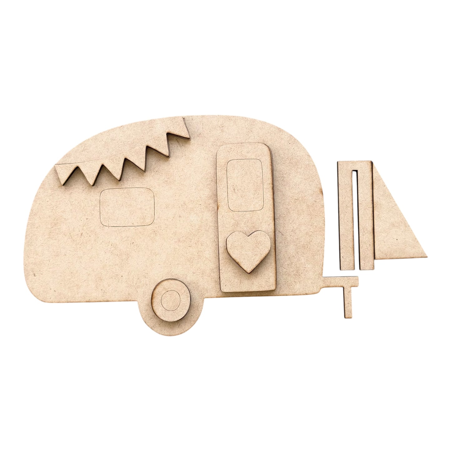 Camping Set (Camper, signs, campfire & Trees)-unfinished