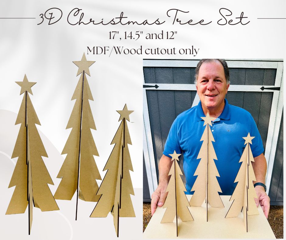 3D Christmas Tree Set 17", 14.4" and 12"