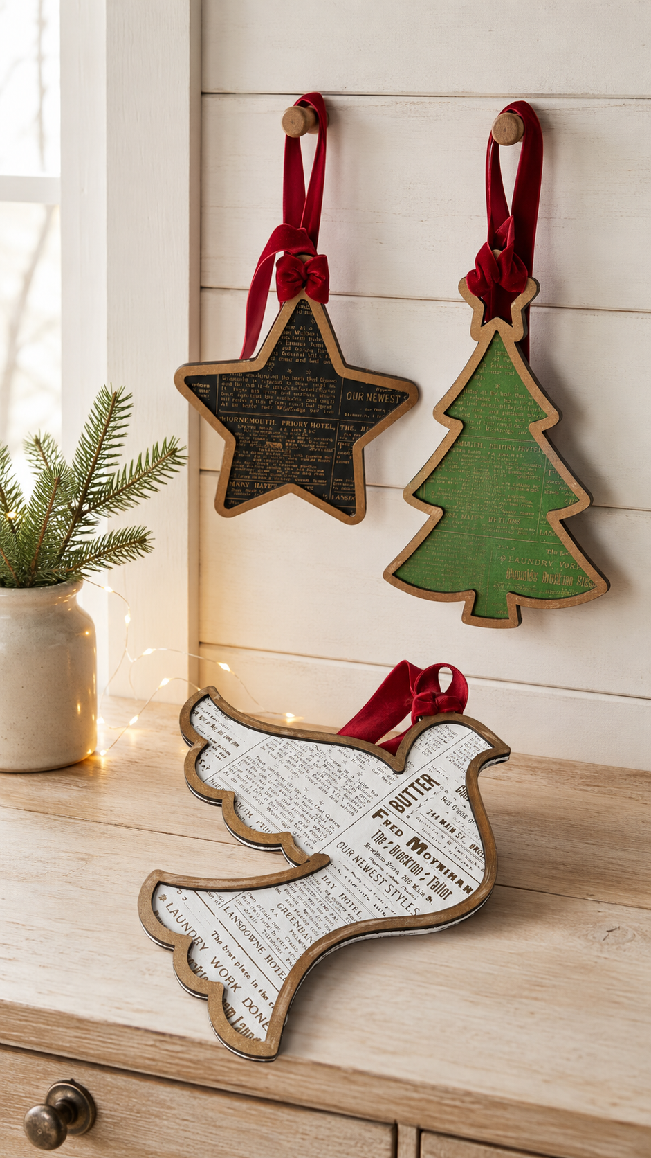 Unfinished  Star, Tree, Dove Ornament - Unfinished Cutout