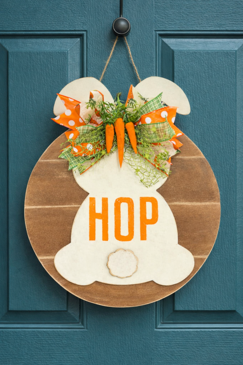 Bunny with 16 inch Round Door Hanger-unfinished