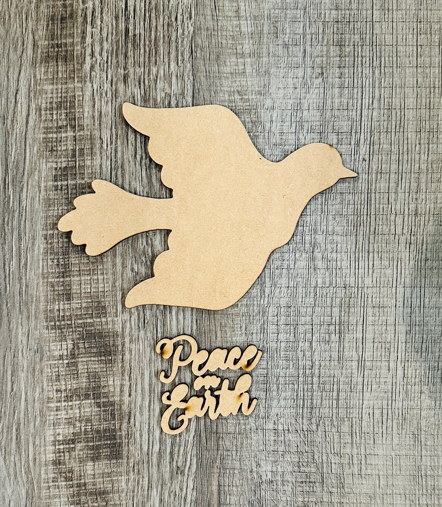 Holiday Dove Peace on Earth - Unfinished cutouts