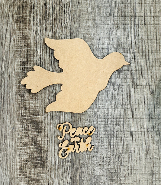 Holiday Dove Peace on Earth - Unfinished cutouts