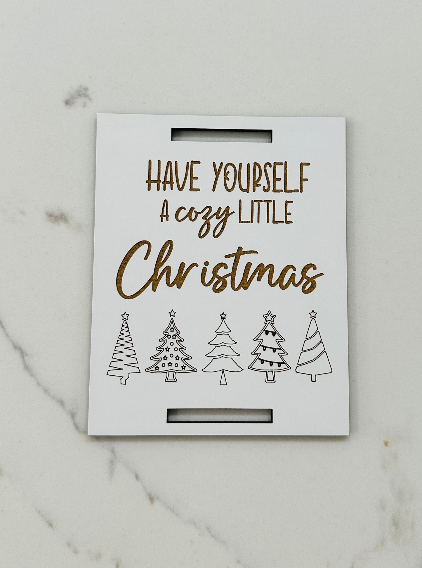 Cozy Christmas Blanket Tag White Engraved