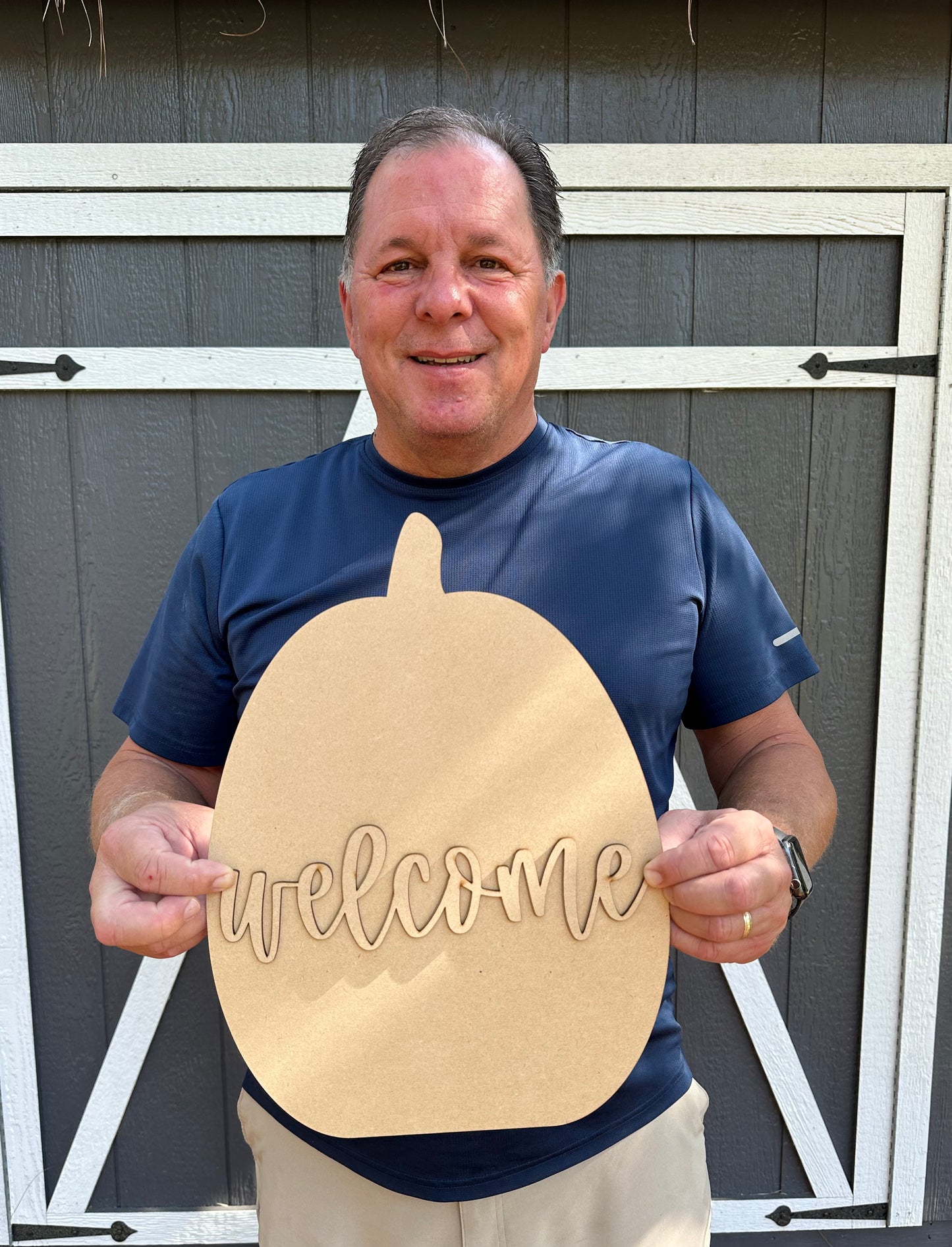 15" Pumpkin with Welcome - Unfinished Cutout