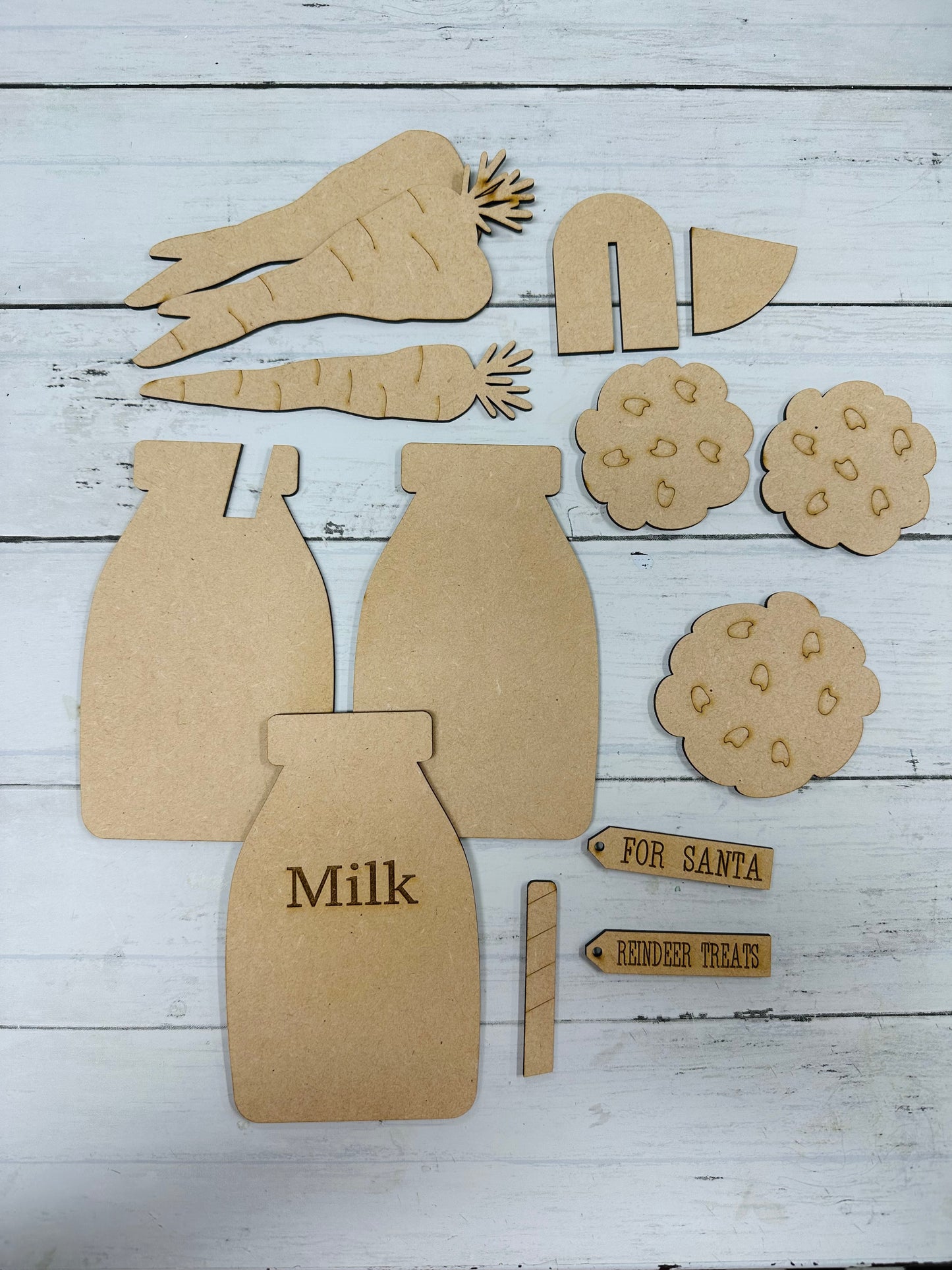 Santa's Milk, Cookies  & Carrot - Unfinished Cutouts