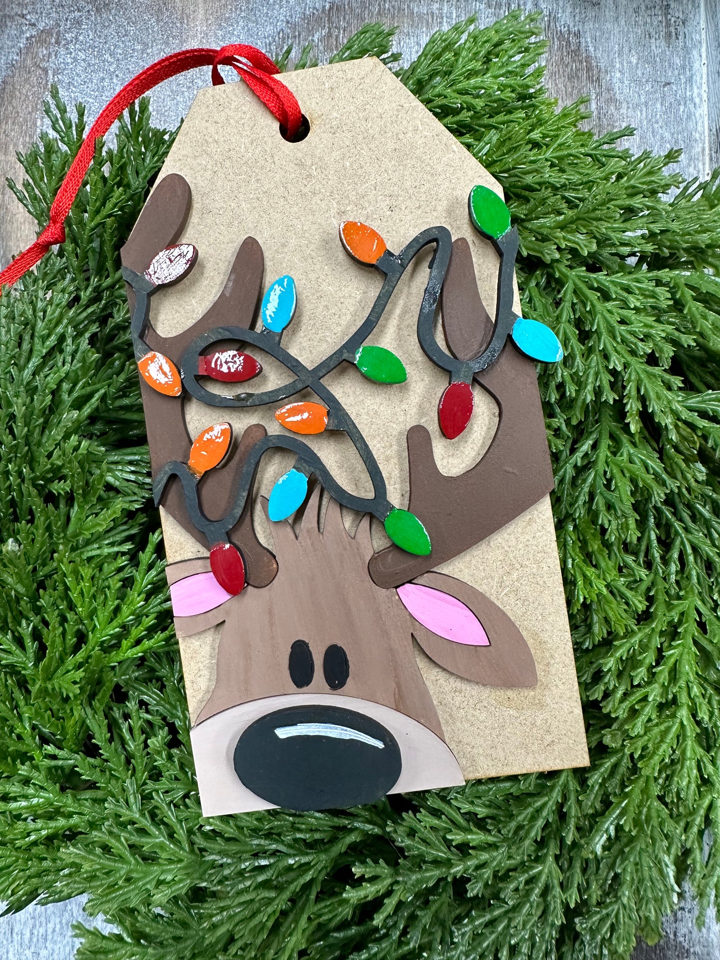 Reindeer Tag 6" - Unfinished Cutout