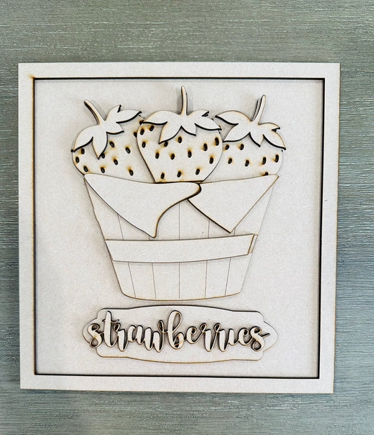 Strawberry Basket Sign - Unfinished Cutouts