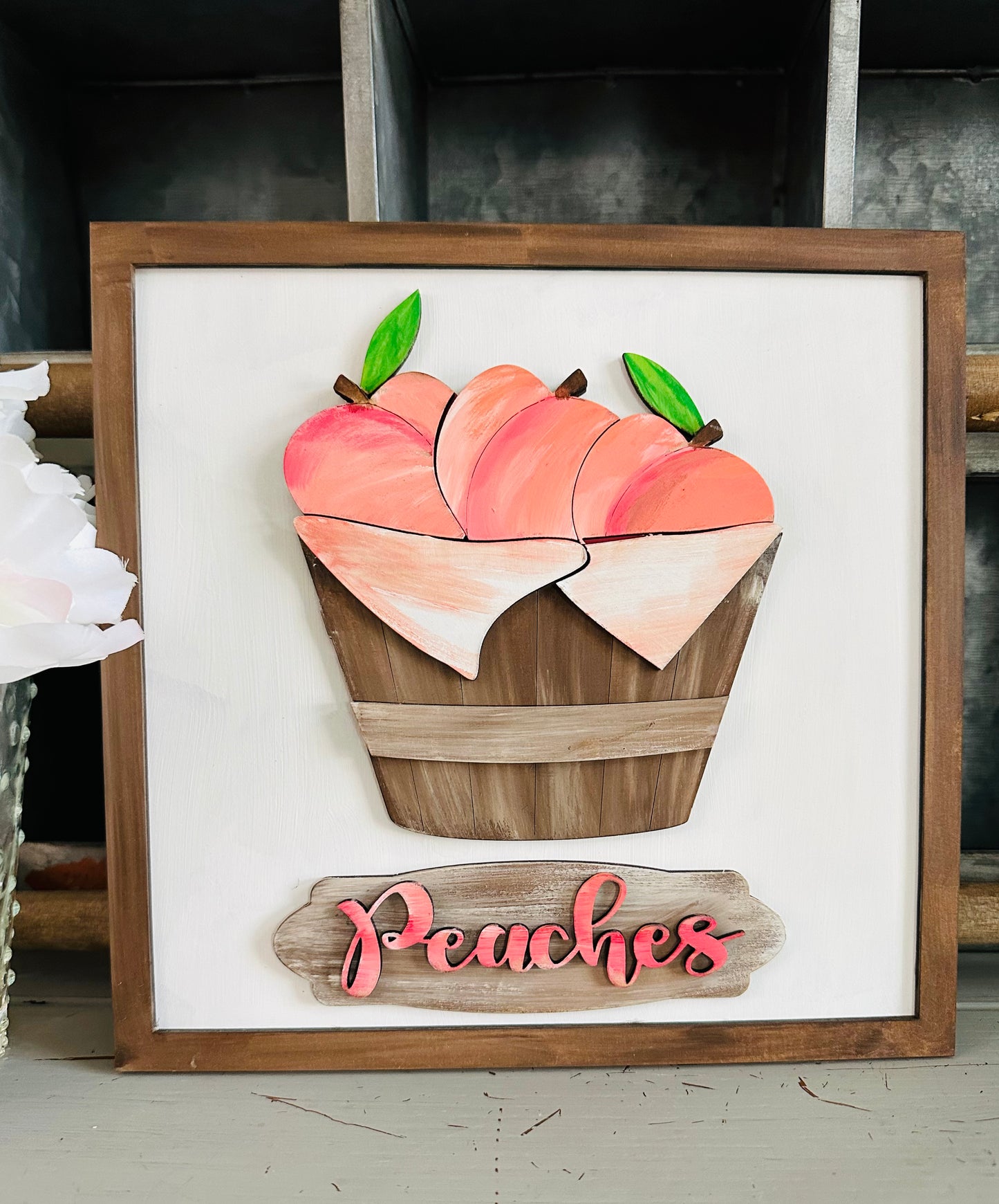 Peach Basket Sign - Unfinished. Cutout