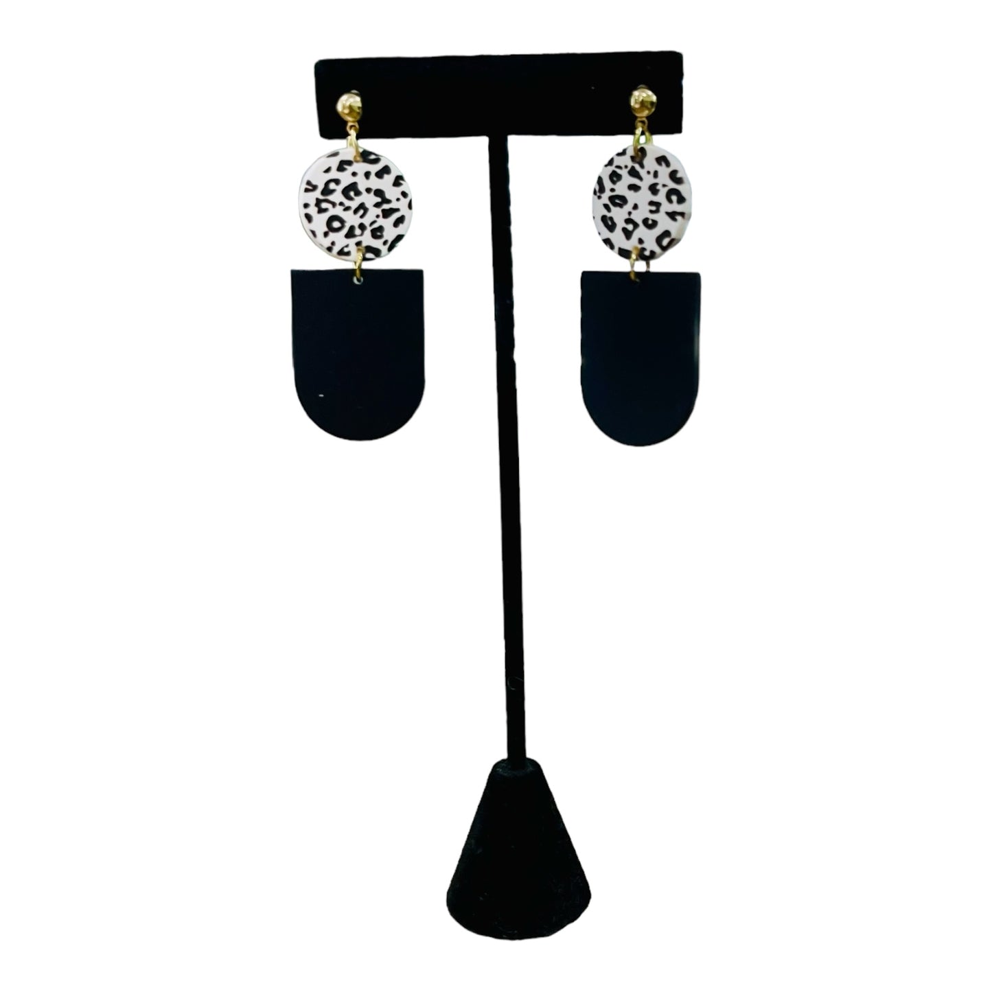 Black/White Leopard Stud Earring