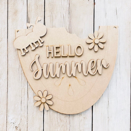 Hello Summer Watermelon Sign-unfinished