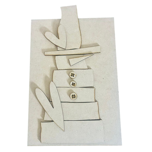 Farmhouse Snowman with Hearts-unfinished