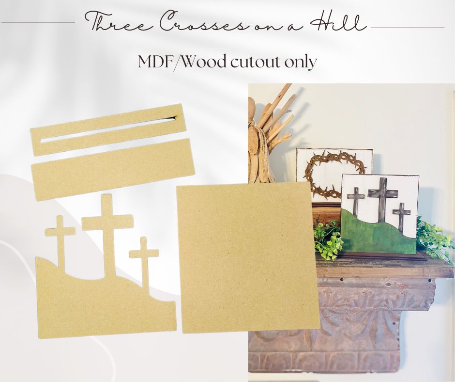 Three Crosses on a Hill - Cutout only